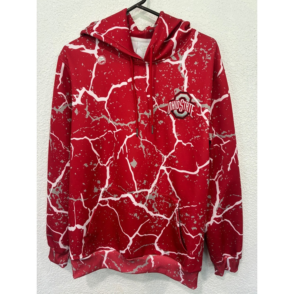 Dyme Lyfe Ohio State Buckeyes Hoodie Mens Large Red White Marble  Pullover